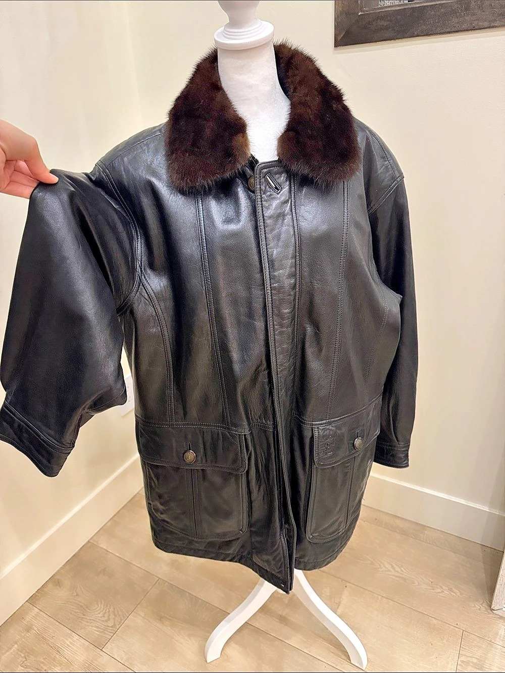 Yves Saint Laurent Leather jacket with fur collar Leather Fur Collar Jacket